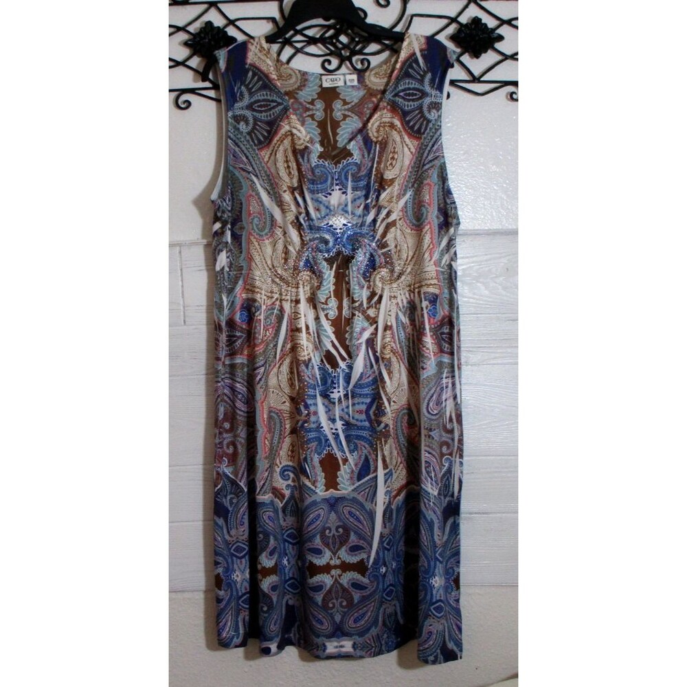 Cato Women's Dress Size 18/20 Sleeveless Multicolored Paisley V Neck